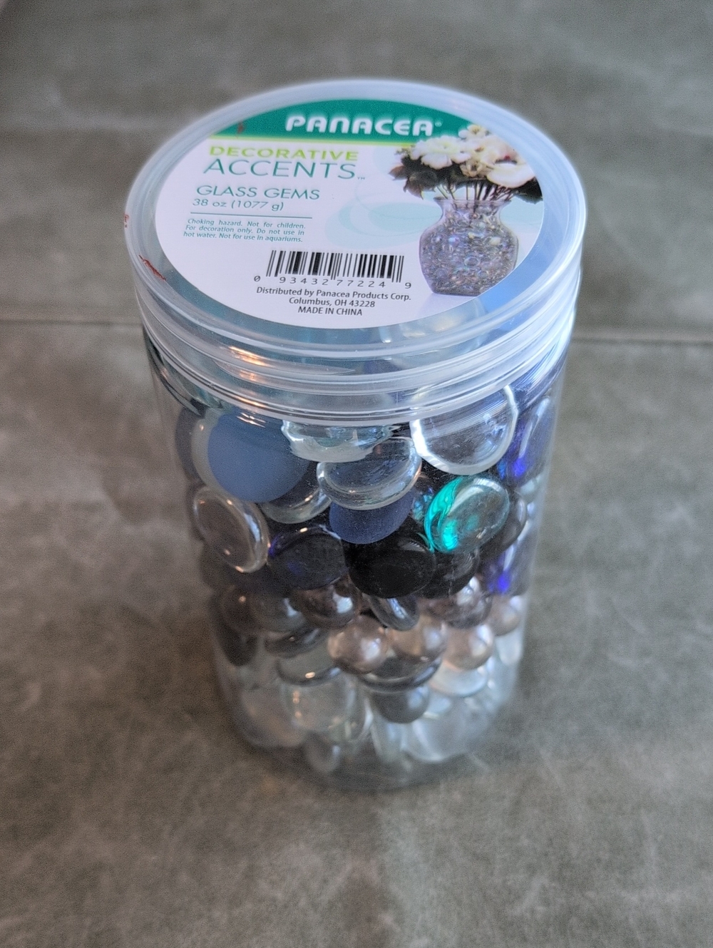 Panacea Decorative Accents Glass Gems - Mixed Blue, Clear, Black